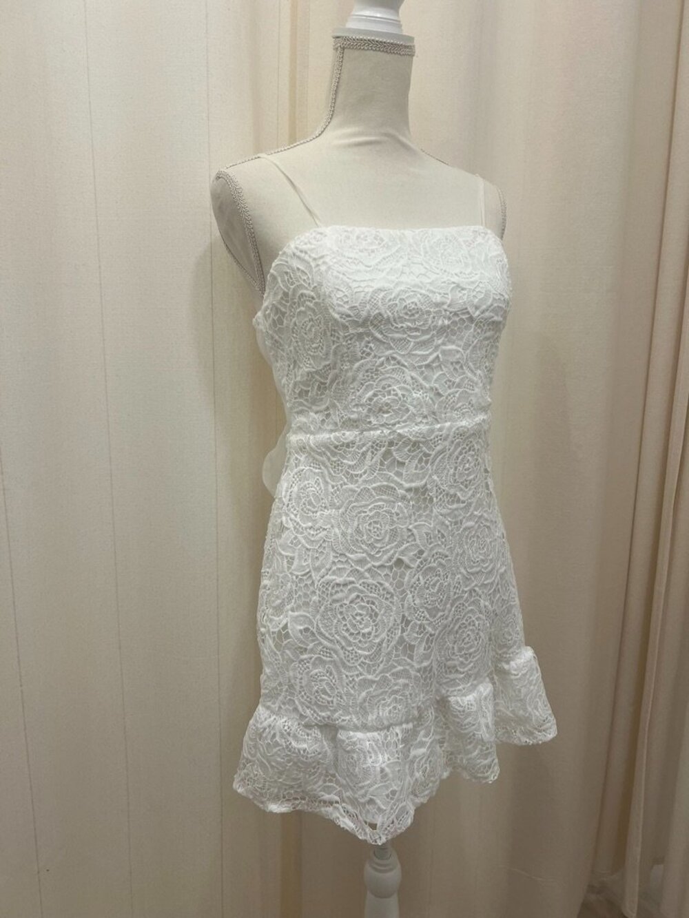 BRIGHT - Backtie Bow Lace Mini Dress